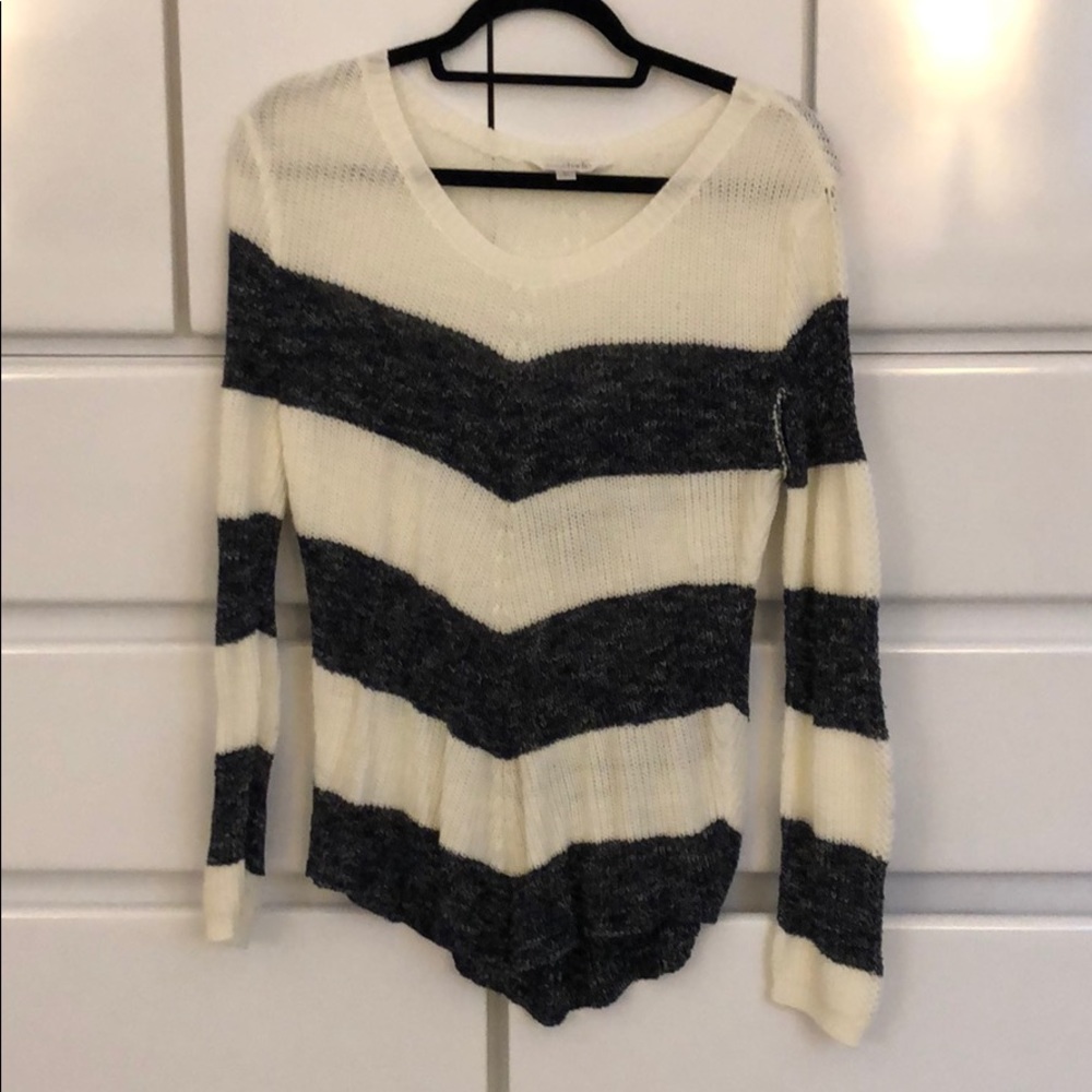 Charming Charlie navy blue & cream striped sweater